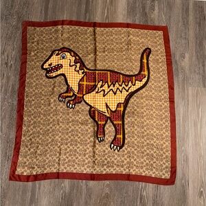 Coach Dinosaur Plaid Silk Scarf